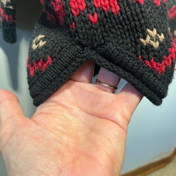 VTG Eddie Bauer Sweater Navy Red Nordic Fair Isle Cotton Chunky Pullover Knit XS - Picture 4 of 7